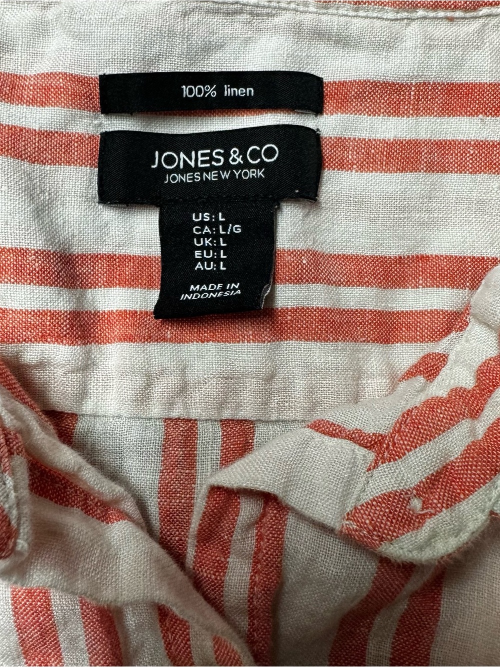 Jones & Co Casual Red-Striped Linen Button-Down Shirt - Picture 2 of 4